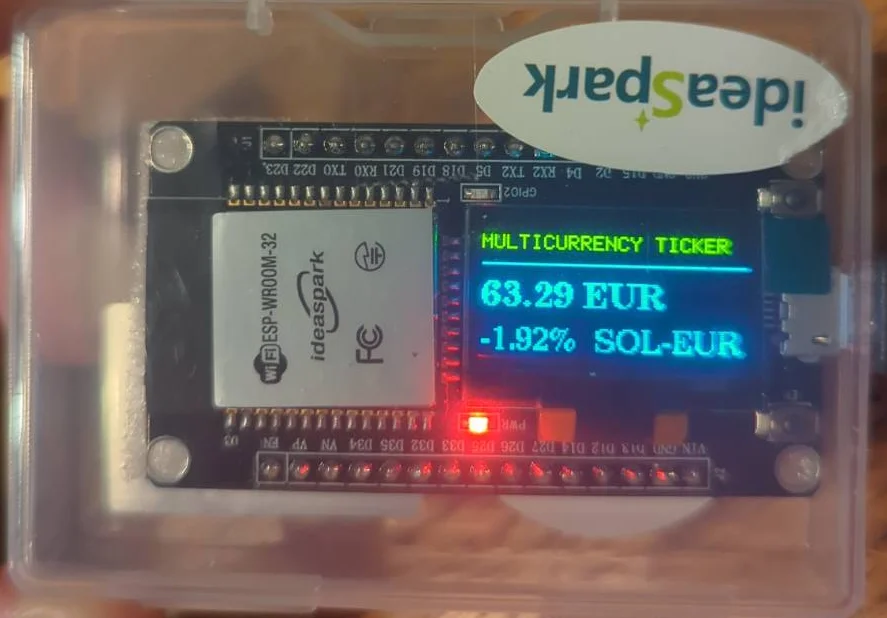 Build a Multi-Currency Crypto Ticker with an ESP32 OLED Board