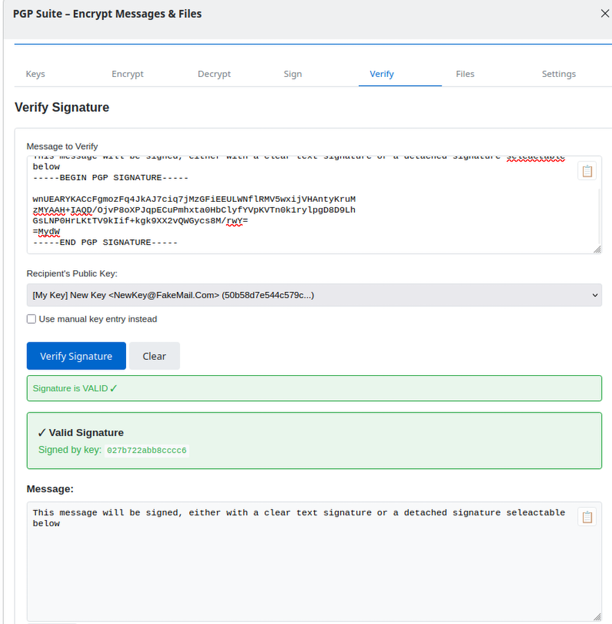 Verifying signed messages
